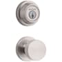 Kwikset Pismo Passage Knob Set and Single Cylinder Keyed Entry Deadbolt Combo with SmartKey from the Contemporary Collection Satin Nickel