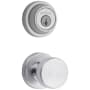 Kwikset Pismo Passage Knob Set and Single Cylinder Keyed Entry Deadbolt Combo with SmartKey from the Contemporary Collection Satin Chrome