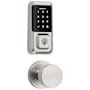 Kwikset Pismo Passage Knob and 939 Halo WiFi Enabled Deadbolt Combo Pack with SmartKey Satin Nickel