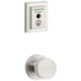 Kwikset Pismo Passage Knob and 959 Fingerprint Contemporary Halo WiFi Enabled Deadbolt Combo Pack with SmartKey Satin Nickel