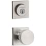 Kwikset Pismo Passage Knob Set and Single Cylinder Keyed Entry Deadbolt Combo with SmartKey from the Halifax Collection Satin Nickel