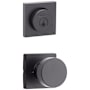 Kwikset Pismo Passage Knob Set and Single Cylinder Keyed Entry Deadbolt Combo with SmartKey from the Halifax Collection Matte Black