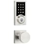 Kwikset Pismo Passage Knob and 916 Contemporary Touchscreen Deadbolt Combo Pack with SmartKey and Z-Wave Technology Satin Nickel