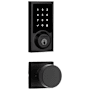 Kwikset Pismo Passage Knob and 916 Contemporary Touchscreen Deadbolt Combo Pack with SmartKey and Z-Wave Technology Matte Black