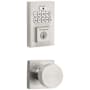 Kwikset Pismo Passage Knob Set and Electronic Keyless Entry Deadbolt Combo Pack with SmartKey from the SmartCode Deadbolts Touchpad Collection Satin Nickel