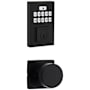 Kwikset Pismo Passage Knob Set and Electronic Keyless Entry Deadbolt Combo Pack with SmartKey from the SmartCode Deadbolts Touchpad Collection Matte Black