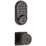 Kwikset Pismo Passage Knob Set and Electronic Keyless Entry Deadbolt Combo Pack with SmartKey from the Halo Collection Venetian Bronze