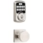 Kwikset Pismo Passage Knob and 942 Aura Keypad Deadbolt Combo Pack with SmartKey and Bluetooth Technology Satin Nickel