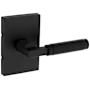 Kwikset Prava Passage Door Lever Set with Knurled Handle and Rectangle Rose Matte Black