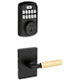Kwikset Prava Passage Lever Set and Aura Electronic Keypad Deadbolt Combo Pack with SmartKey Matte Black / Satin Brass