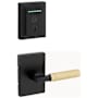 Kwikset Prava Passage Lever Set and Halo Electronic Fingerprint Deadbolt Combo Pack with SmartKey Matte Black / Satin Brass