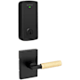 Kwikset Prava Passage Lever Set and Halo Electronic Touchscreen Deadbolt Combo Pack with SmartKey Matte Black / Satin Brass