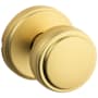Kwikset Sora Passage Door Knob Set with Round Rose Satin Brass