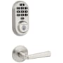 Kwikset Trafford Passage Lever Set and Halo Electronic Keypad Deadbolt Combo Pack with SmartKey Satin Nickel