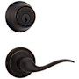 Kwikset Tustin Passage Lever Set and Single Cylinder Keyed Entry Deadbolt Combo with SmartKey from the 660 Series Venetian Bronze