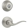 Kwikset Tustin Passage Lever Set and Single Cylinder Keyed Entry Deadbolt Combo with SmartKey from the 660 Series Satin Nickel