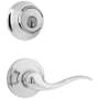 Kwikset Tustin Passage Lever Set and Single Cylinder Keyed Entry Deadbolt Combo with SmartKey from the 660 Series Polished Chrome