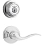 Kwikset Tustin Passage Lever Set and Single Cylinder Keyed Entry Deadbolt Combo with SmartKey from the Contemporary Collection Polished Chrome