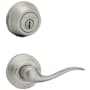 Kwikset Tustin Passage Lever Set and Single Cylinder Keyed Entry Deadbolt Combo with SmartKey from the 780 Series Satin Nickel