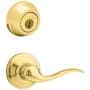 Kwikset Tustin Passage Lever Set and Single Cylinder Keyed Entry Deadbolt Combo with SmartKey from the 780 Series Polished Brass