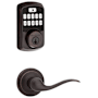 Kwikset Tustin Passage Lever and 942 Aura Keypad Deadbolt Combo Pack with SmartKey and Bluetooth Technology Venetian Bronze