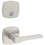 Kwikset Tripoli Passage Lever Set and Single Cylinder Keyed Entry Deadbolt Combo with SmartKey from the Midtown Collection Satin Nickel