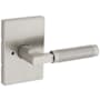 Kwikset Prava Privacy Door Lever Set with Knurled Handle and Rectangle Rose Satin Nickel