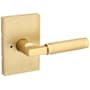 Kwikset Prava Privacy Door Lever Set with Knurled Handle and Rectangle Rose Satin Brass