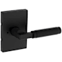 Kwikset Prava Privacy Door Lever Set with Knurled Handle and Rectangle Rose Matte Black