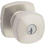 Kwikset Arroyo Single Cylinder Keyed Entry Door Knob Set with Square Rose and SmartKey Technology Satin Nickel
