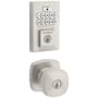 Kwikset Arroyo Keyed Entry Knob Set and Electronic Keyless Entry Deadbolt Combo Pack with SmartKey from the SmartCode Deadbolts Touchpad Collection Satin Nickel