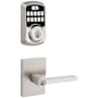 Kwikset Halifax Single Cylinder Keyed Entry Lever Set and Electronic Keyless Entry Deadbolt Combo Pack with SmartKey from the Aura Collection Satin Nickel