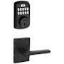 Kwikset Halifax Single Cylinder Keyed Entry Lever Set and Electronic Keyless Entry Deadbolt Combo Pack with SmartKey from the Aura Collection Matte Black