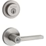 Kwikset Halifax (Round Rosette) Lever and 158 Deadbolt Combo Pack with SmartKey Satin Nickel