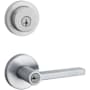 Kwikset Halifax (Round Rosette) Lever and 158 Deadbolt Combo Pack with SmartKey Satin Chrome