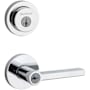 Kwikset Halifax (Round Rosette) Lever and 158 Deadbolt Combo Pack with SmartKey Polished Chrome