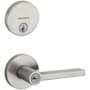 Kwikset Halifax (Round Rosette) Lever and 258 Deadbolt Combo Pack with SmartKey Satin Nickel