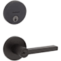 Kwikset Halifax (Round Rosette) Lever and 258 Deadbolt Combo Pack with SmartKey Matte Black
