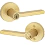 Kwikset Halifax Single Cylinder Keyed Entry Door Lever Set with Round Rose Satin Brass