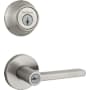 Kwikset Halifax (Round Rosette) Lever and 660 Deadbolt Combo Pack with SmartKey Satin Nickel