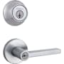 Kwikset Halifax (Round Rosette) Lever and 660 Deadbolt Combo Pack with SmartKey Satin Chrome