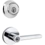 Kwikset Halifax (Round Rosette) Lever and 660 Deadbolt Combo Pack with SmartKey Polished Chrome