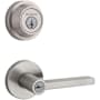 Kwikset Halifax (Round Rosette) Lever and 660 Deadbolt Combo Pack with SmartKey Satin Nickel