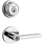 Kwikset Halifax (Round Rosette) Lever and 660 Deadbolt Combo Pack with SmartKey Polished Chrome