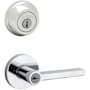Kwikset Halifax (Round Rosette) Lever and 780 Deadbolt Combo Pack with SmartKey Polished Chrome