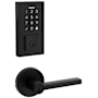 Kwikset Halifax Keyed Entry Lever Set and Electronic Keyless Entry Deadbolt Combo Pack with SmartKey from the SmartCode Deadbolts Touchscreen Collection Matte Black