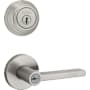 Kwikset Halifax (Round Rosette) Lever and 980 Deadbolt Combo Pack with SmartKey Satin Nickel
