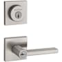 Kwikset Halifax (Square Rosette) Lever and 158 Deadbolt Combo Pack with SmartKey Satin Nickel