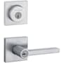 Kwikset Halifax (Square Rosette) Lever and 158 Deadbolt Combo Pack with SmartKey Satin Chrome