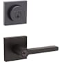 Kwikset Halifax (Square Rosette) Lever and 158 Deadbolt Combo Pack with SmartKey Matte Black